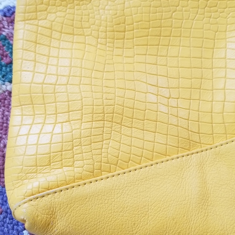 Vintage Yellow Leather Shoulder Bag Clutch Purse